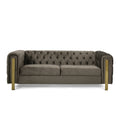 Mirod Comfy 3 Seat Sofa With Tufted Back And Arm, Modern For Living Room Grey Velvet 3 Seat