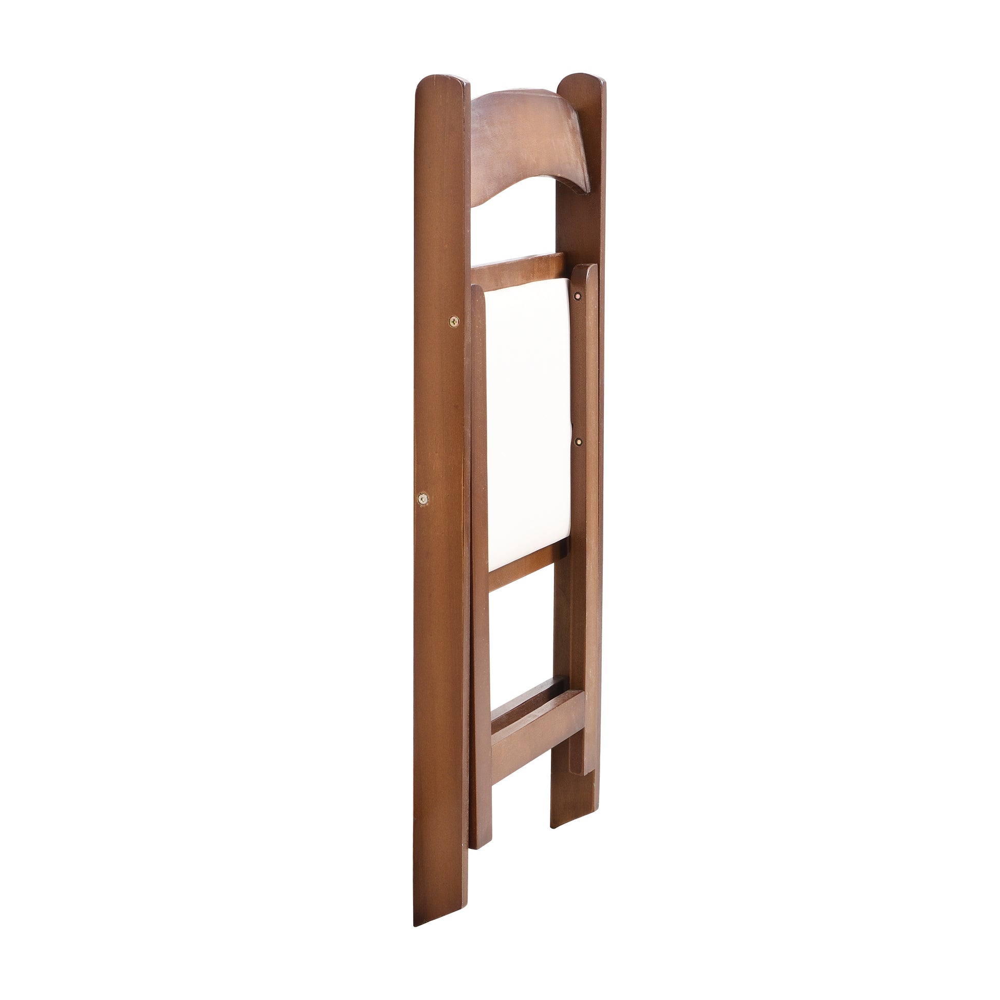 Upholstered Folding Chair, Space Saving, Easy To Carry, 4Pcs, Walnut Shelf Beige Cushion,Dining Room Natural Walnut Solid Wood