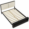 Queen Size Platform Bed Frame With Upholstery Headboard And Bookshelf In Footboard And Led Light Strips, Espresso Queen Espresso Solid Wood Mdf