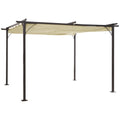 Outsunny 11.5' X 11.5' Outdoor Retractable Pergola Canopy, Metal Patio Shade Shelter For Backyard, Porch Party, Garden, Grill Gazebo, Beige Beige Steel