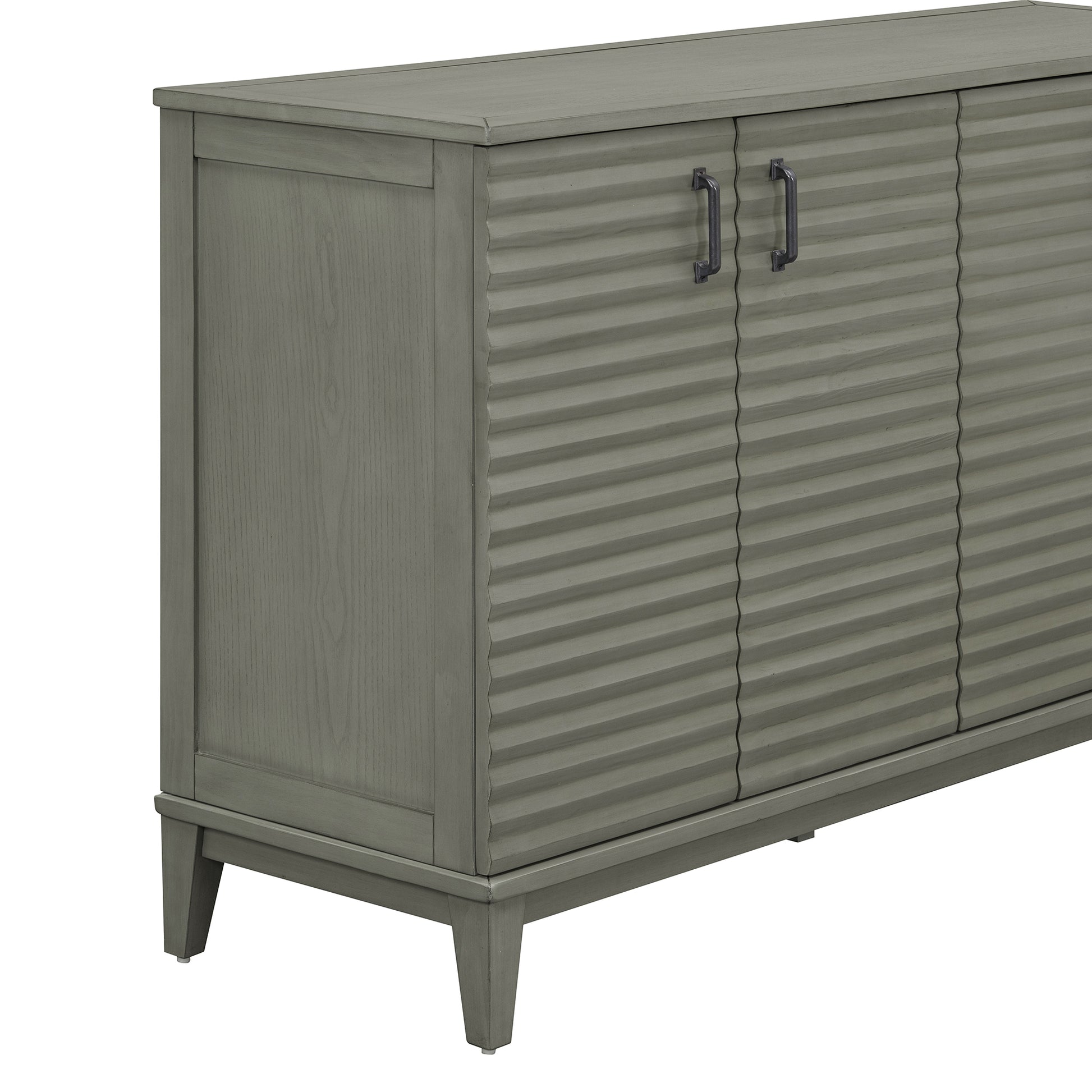 Sideboard With 4 Door Large Storage Buffet With Adjustable Shelves And Metal Handles For Kitchen, Living Room, Dining Room Antique Gray Antique Gray Solid Wood Mdf
