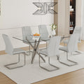 Table And Chair Set.Large Minimalist Rectangular Glass Dining Table For 6 8 With 0.39