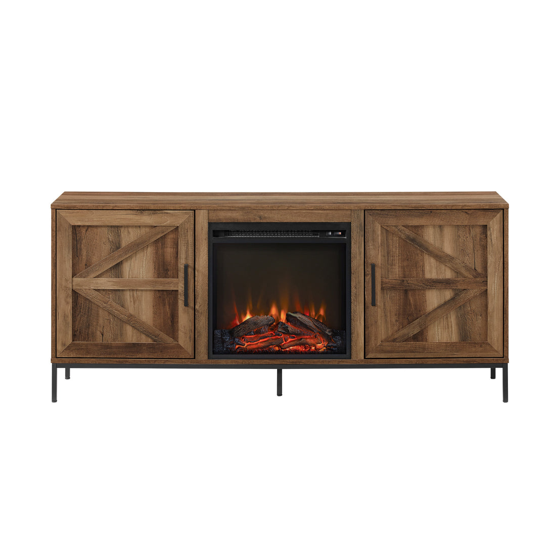 Modern Farmhouse Barn Door Fireplace Tv Stand For Tvs Up To 65 Rustic Oak Oak Mdf Mdf