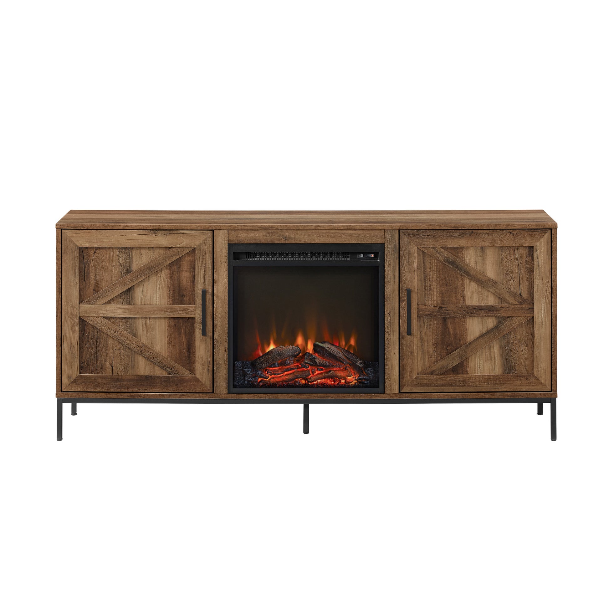 Modern Farmhouse Barn Door Fireplace Tv Stand For Tvs Up To 65 Rustic Oak Oak Mdf Mdf