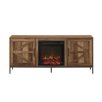 Modern Farmhouse Barn Door Fireplace Tv Stand For Tvs Up To 65 Rustic Oak Oak Mdf Mdf