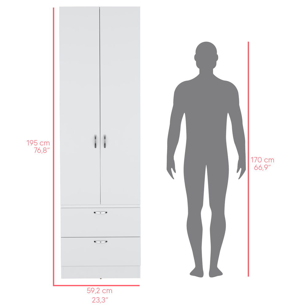 Armoire Marlton, Bedroom, White White Particle Board Engineered Wood