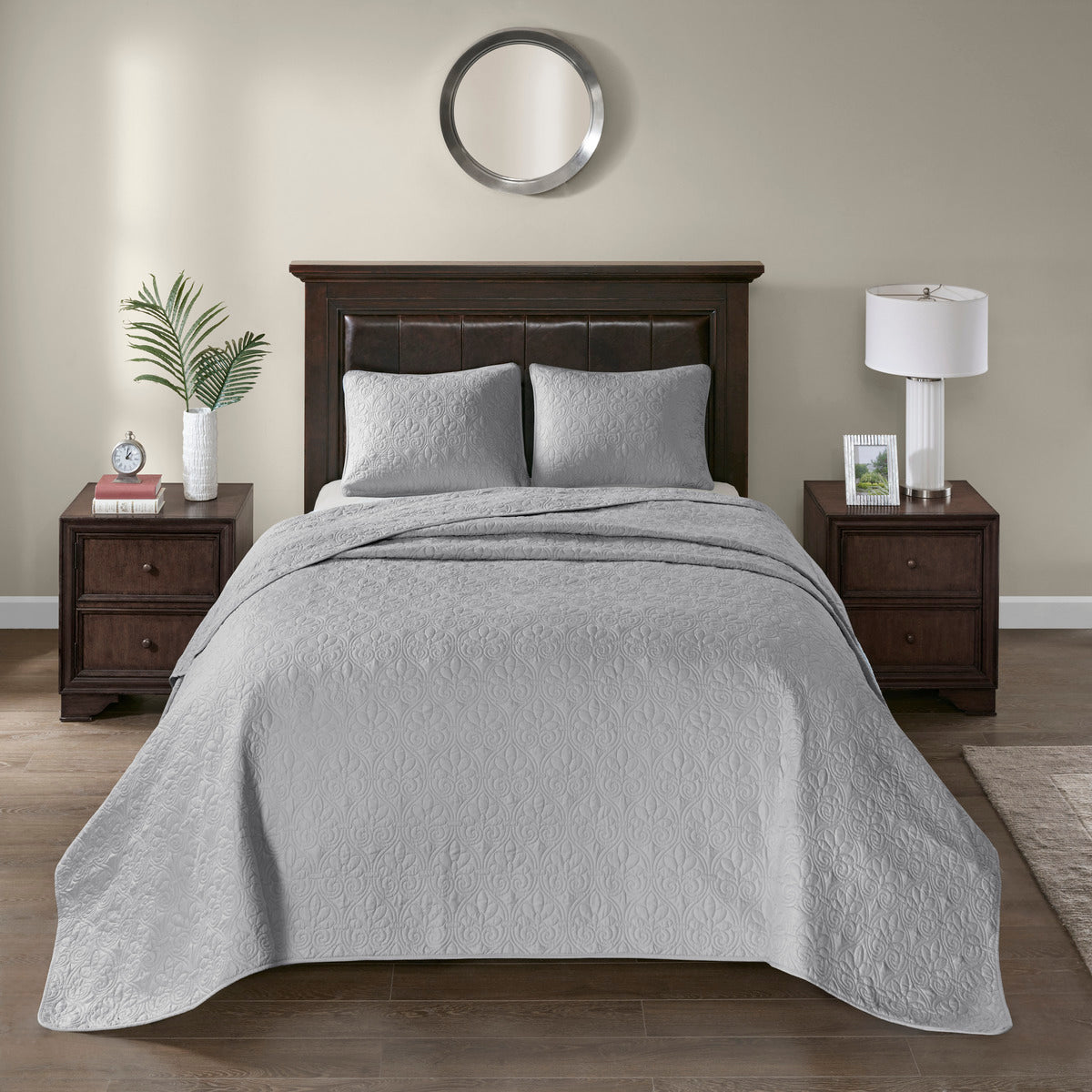Reversible Quilt Set Grey Twin Twin Xl Grey Cotton