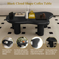 47 Inch Black Cloud Shaped Coffee Table For Living Room Matte Black Primary Living Space Modern Lacquered Mdf