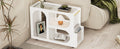 Mobile End Table With Lockable Wheels, Narrow Coffee Table With 5Mm Thick Fluted Tempered Glass, Modern Nightstand With Golden Round Rod, Living Room, White, 31.5''W X11.8''D X 23.1''H White Primary Living Space Mdf