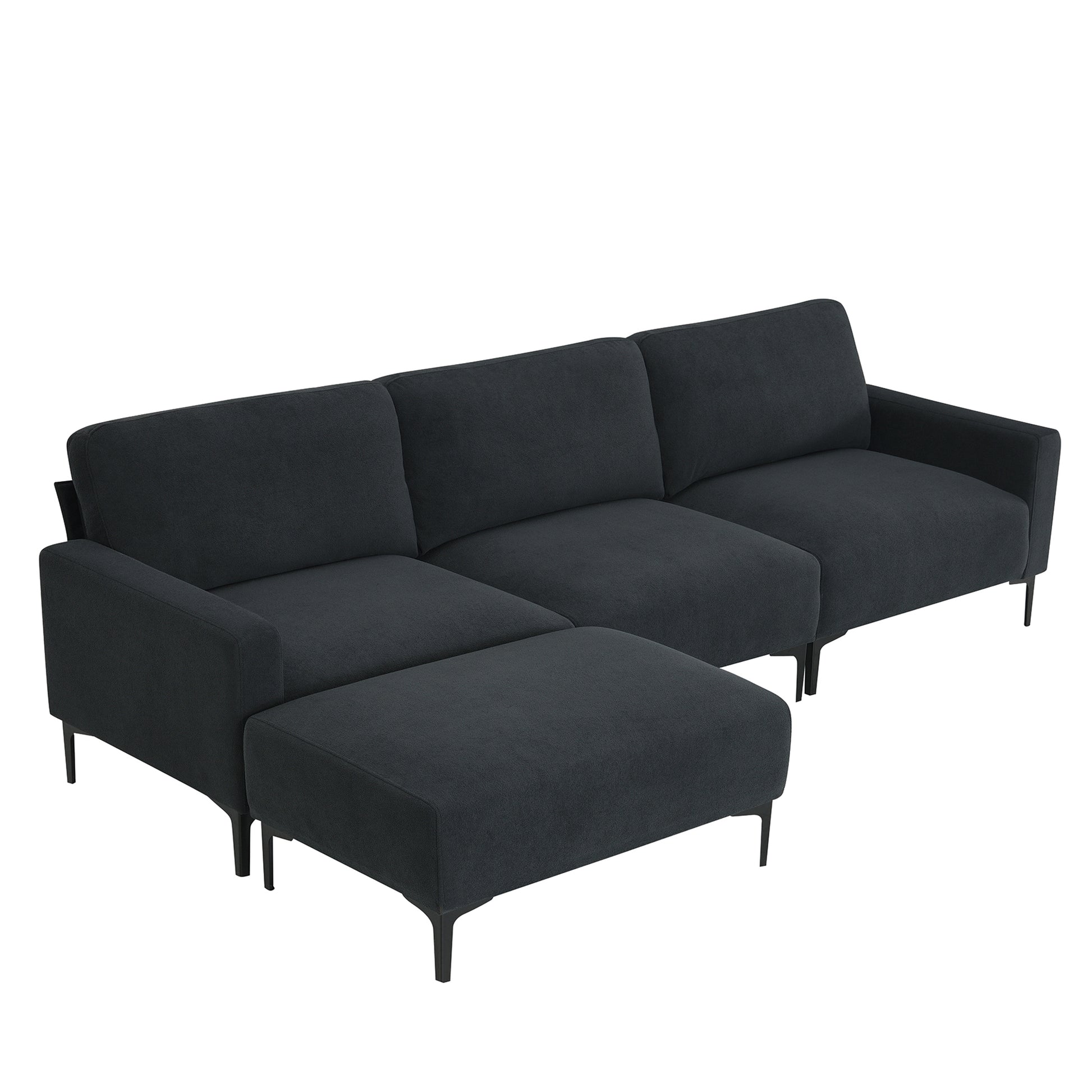 103.5*59" Modern L Shaped Sectional Sofa, 4 Seat Velvet Fabric Couch Set With Convertible Ottoman,Freely Combinable Sofa For Living Room, Apartment, Office,Apartment,2 Colors Dark Grey Velvet 4 Seat