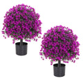 Artificial Olive Topiary Ball Trees Outdoor And Indoor Faux Shrubs Uv Resistant Lasting Evergreen Bushes Potted Plants 2Pcs Set Purple Plastic