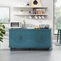 59.84''Large Size 4 Door Cabinet, Same As Living Room, Kitchen, Bedroom, Hallway Blue Blue Solid Wood Mdf