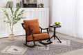 Woven Fabric Mid Century Modern Accent Chairs Comfy Upholstered Glider Arm Chair With Solid Wood For Living Room Bedroom Balcony Light Brown Linen