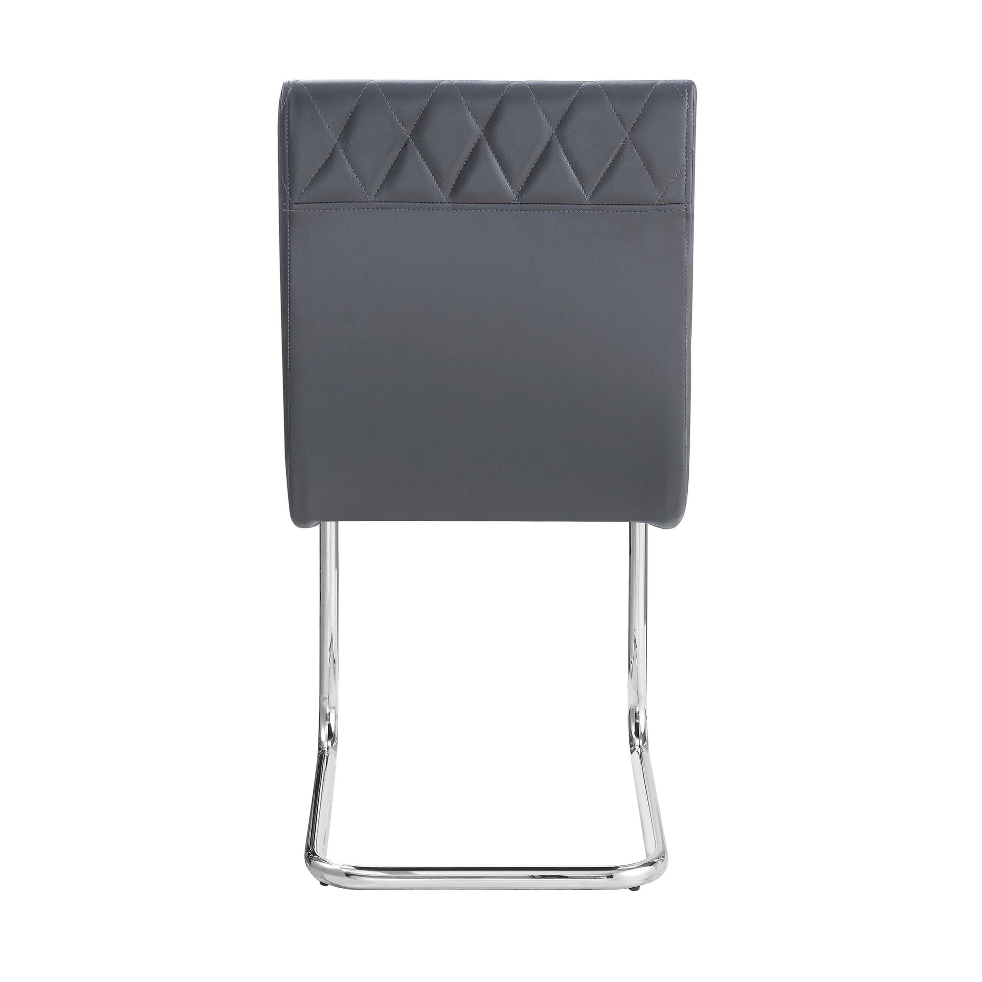 Grey And Chrome Side Chair With Sled Base Set Of 2 Grey Silver Primary Living Space Dining Chairs Solid Back Set Of 2 Faux Leather