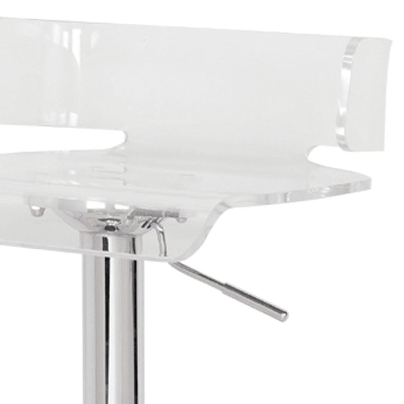 Clear And Chrome Adjustable Swivel Stool Silver Clear Bar Stools & Counter Stools Modern Swivel Plastic Metal