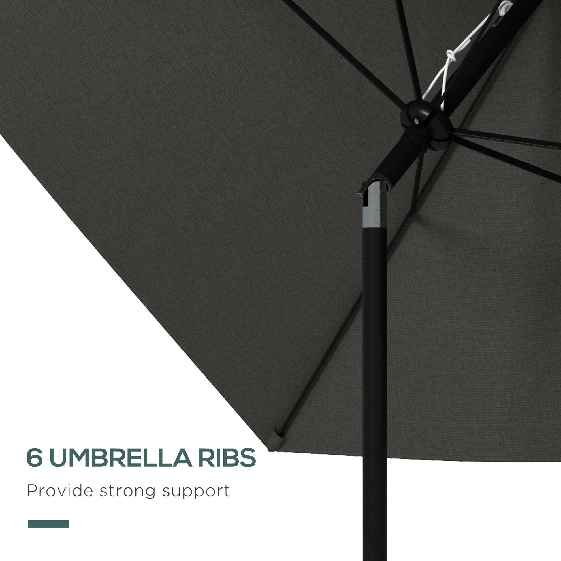 Outsunny 6.5' X 10' Rectangular Market Umbrella, Patio Outdoor Table Umbrella With Crank And Push Button Tilt, Dark Gray Gray Steel