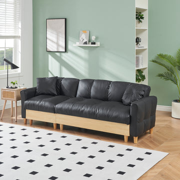 86.61 Inches Black Technology Cloth Sofa, Three Sofa Lift Sofa Bed, Sofa Bed With Storage Cabinet, Sofa Is Soft And Comfortable, Suitable For Meeting Rooms, Living Rooms And Bedrooms Black Tech Cloth 3 Seat