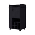 Farson Bar Cart With 2 Side Shelf, 6 Built In Wine Rack And Casters Freestanding 5 Or More Spaces Black Mobile Contemporary Pine Particle Board Engineered Wood