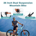 26 Inch Mountain Bike 21 Speed Dual Suspension Aluminum Alloy Frame For Men And Women'S Bike Cycling Cyan Garden & Outdoor Aluminium Alloy