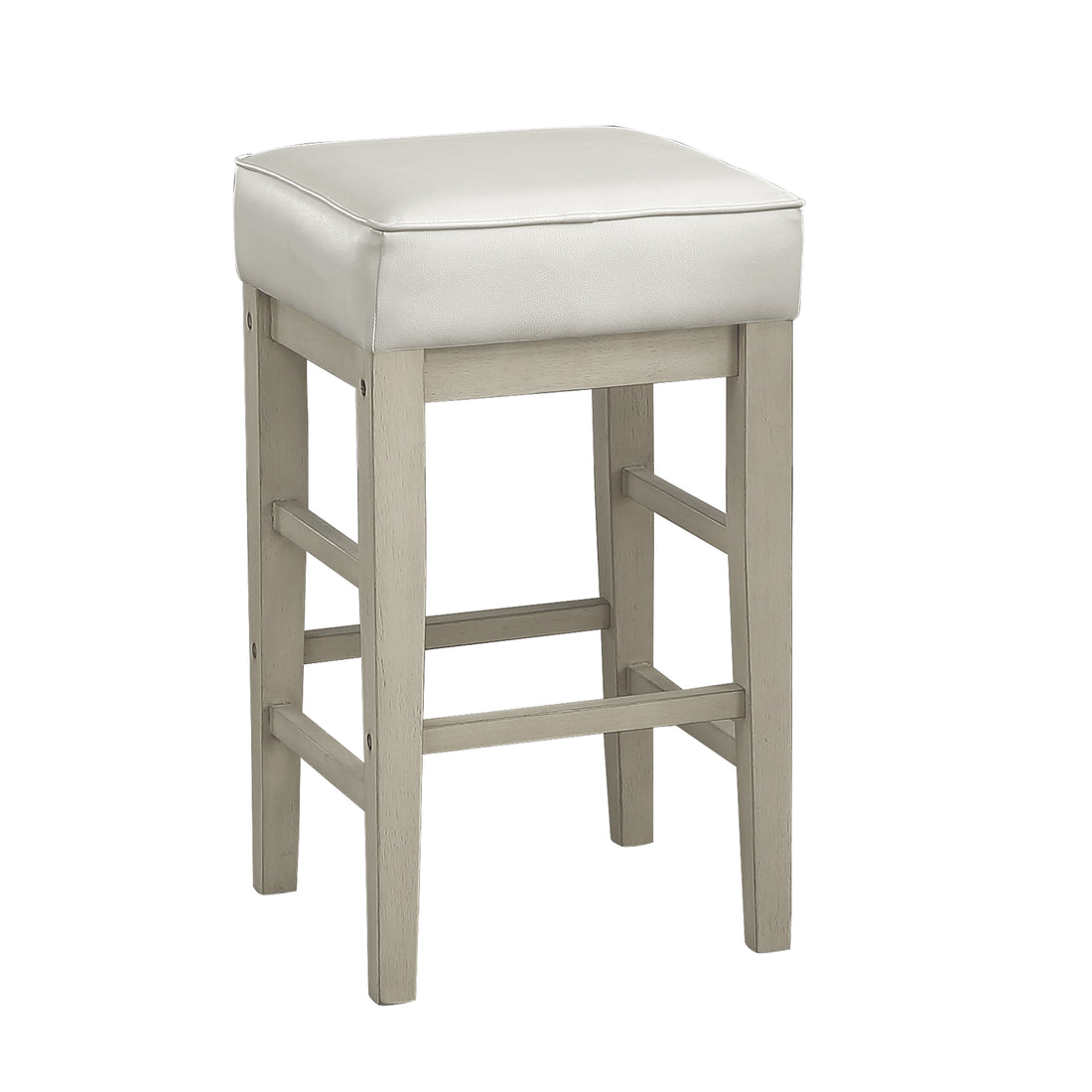 Transitional White Faux Leather Seat 24 Inch Counter Height Stools Set Of 2, White Finish Solid Wood Frame White White Dining Room Transitional Solid Wood