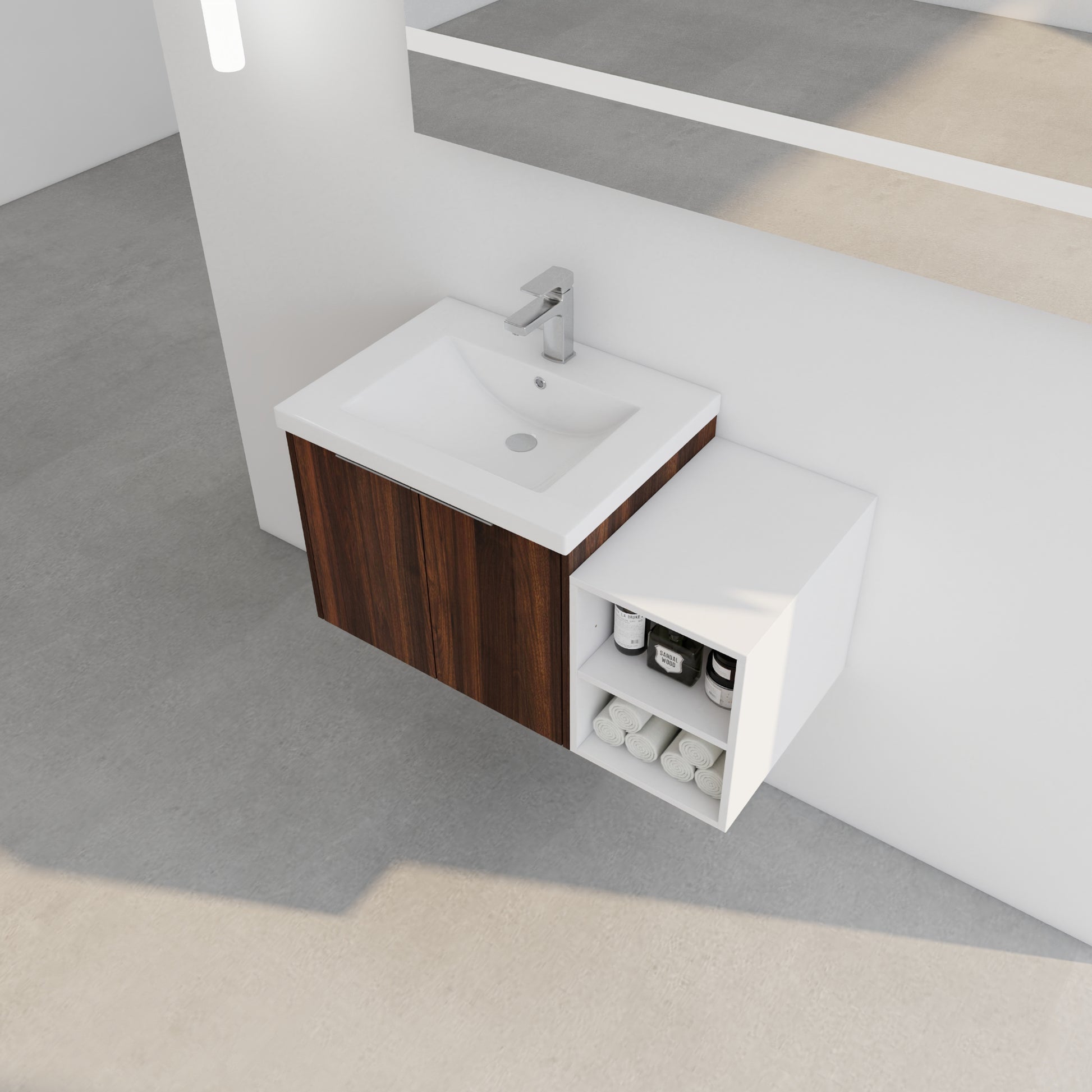 36 Inch Soft Close Doors Bathroom Vanity With Sink, A Small Storage Shelves, 24" And 12" Combination Cabinet, Kd Packing California Walnut 2 1 Bathroom Wall Mounted Modern Plywood