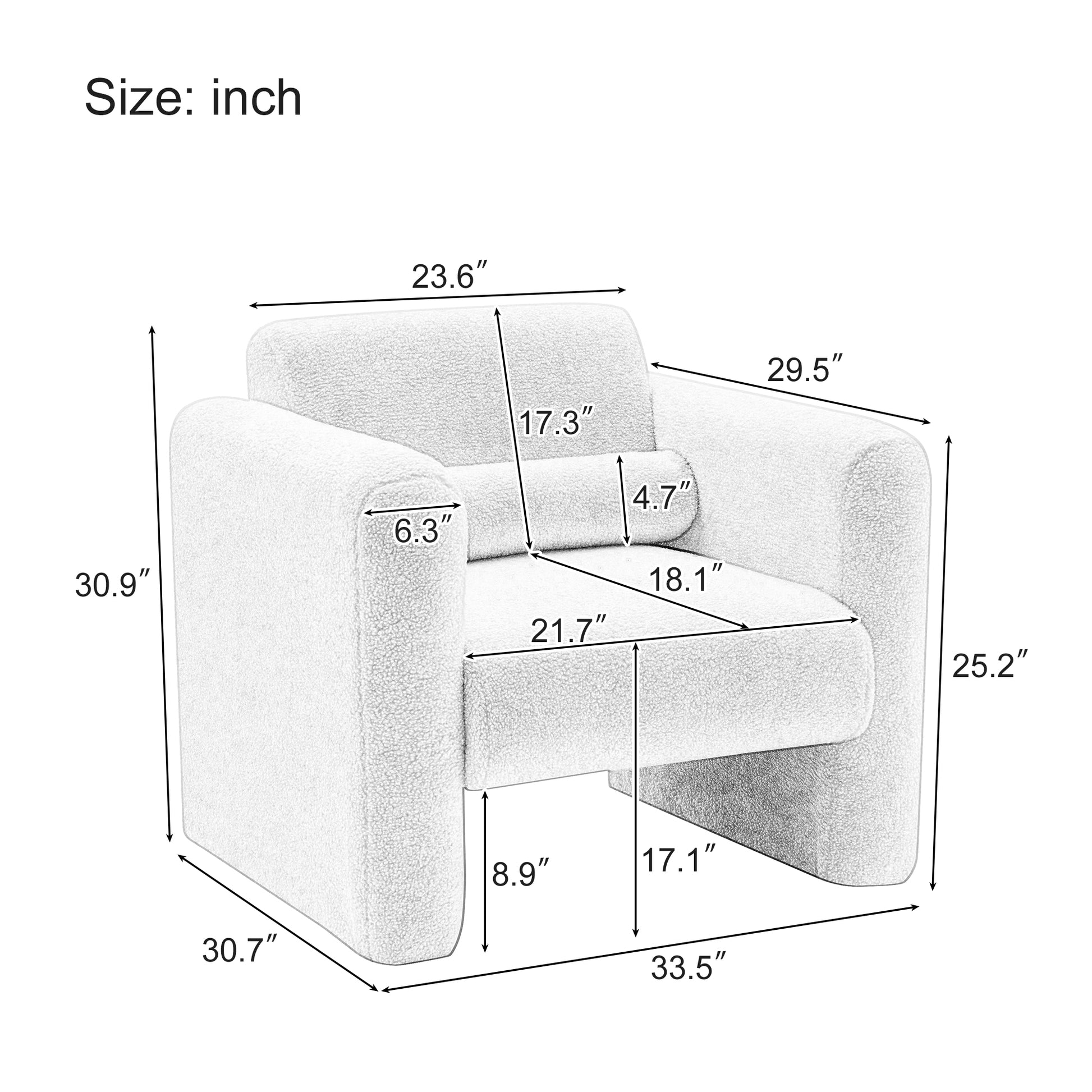 Modern Accent Chair Lambskin Sherpa Fabric Upholstered Comfy Reading Arm Chair Soft Padded Armchair With Back And Pillow For Living Room Bedroom Reception Waiting Room Office, Cream Cream Primary Living Space Upholstered
