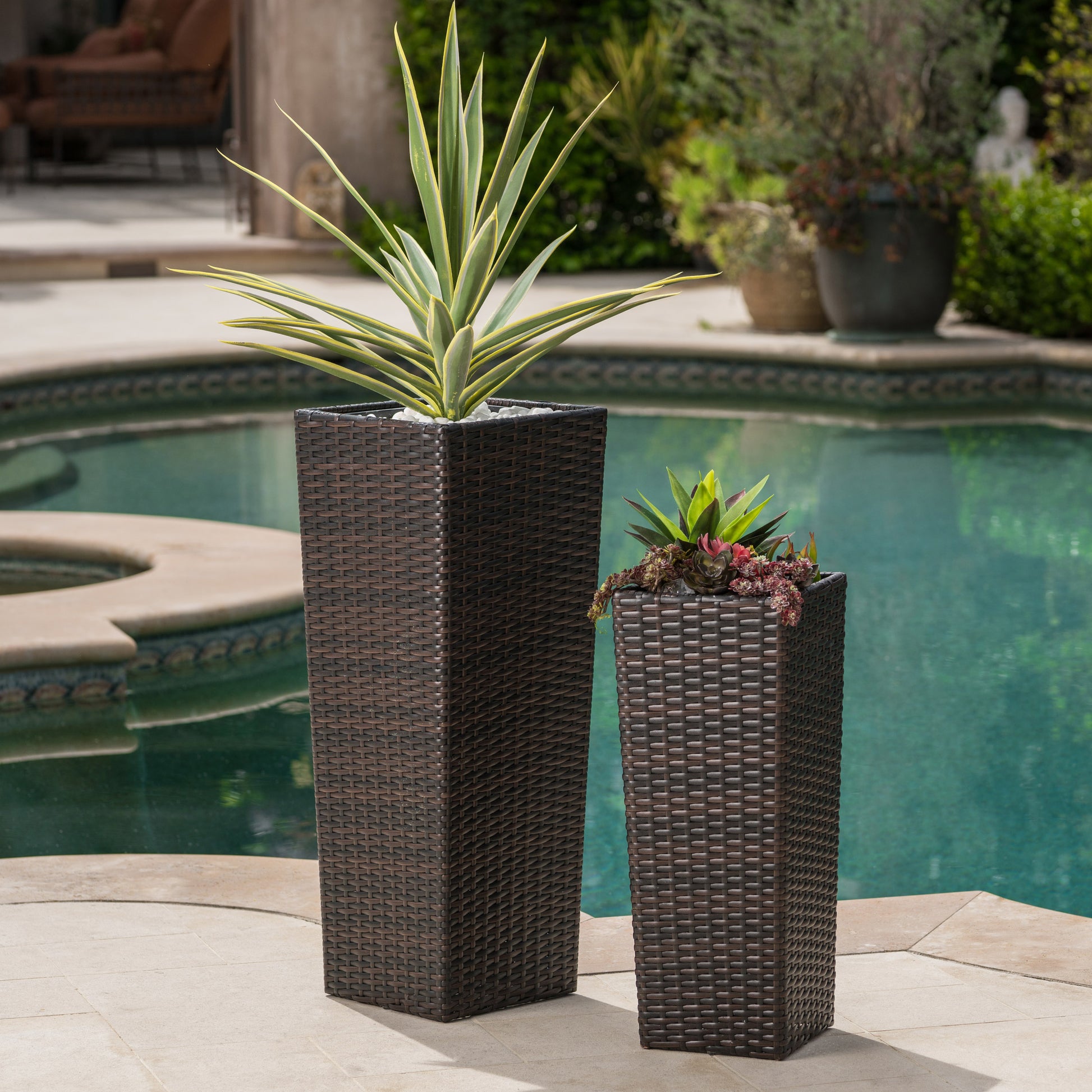 Rattan Flower Pot Brown Brown Rattan