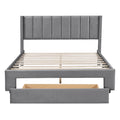 Queen Size Storage Bed Velvet Upholstered Platform Bed With A Big Drawer Gray Old Sku:Wf296854Aae Queen Gray Velvet