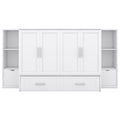 Full Size Murphy Bed With Shelves, Drawers And Usb Ports,White White Mdf Lvl