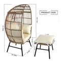 Outdoor Garden Wicker Egg Chair And Footstool Patio Chaise, With Cushions, Outdoor Indoor Basket Chair Yes White Natural Seats 2 Garden & Outdoor European,Modern Steel