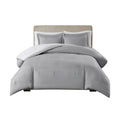 Reversible Yarn Dyed Stripe Down Alternative Comforter Set Queen White Gray Microfiber
