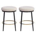 24.75'' Modern Counter Stools Set Of 2,White Counter Stools With Iron Frame,Sponge Cushion,Footrest,Suitable For Kitchen Bedroom Dining Room. Metal White Kitchen Round Modern Set Of 2 Fiber Foam