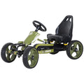 Aosom Go Kart For Kids, Pedal, Go Kart With Adjustable Seat, Eva Wheels, Forward, Backward, Ride On Car For Boys And Girls 3 6 Years Old, Green Green Steel