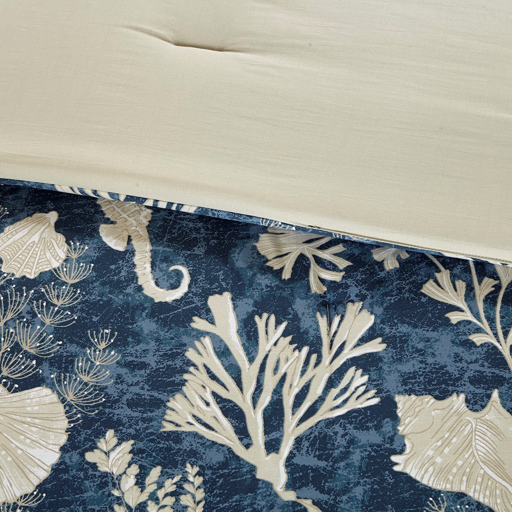 7 Piece Cotton Sateen Comforter Set Blue Queen Queen Blue Polyester
