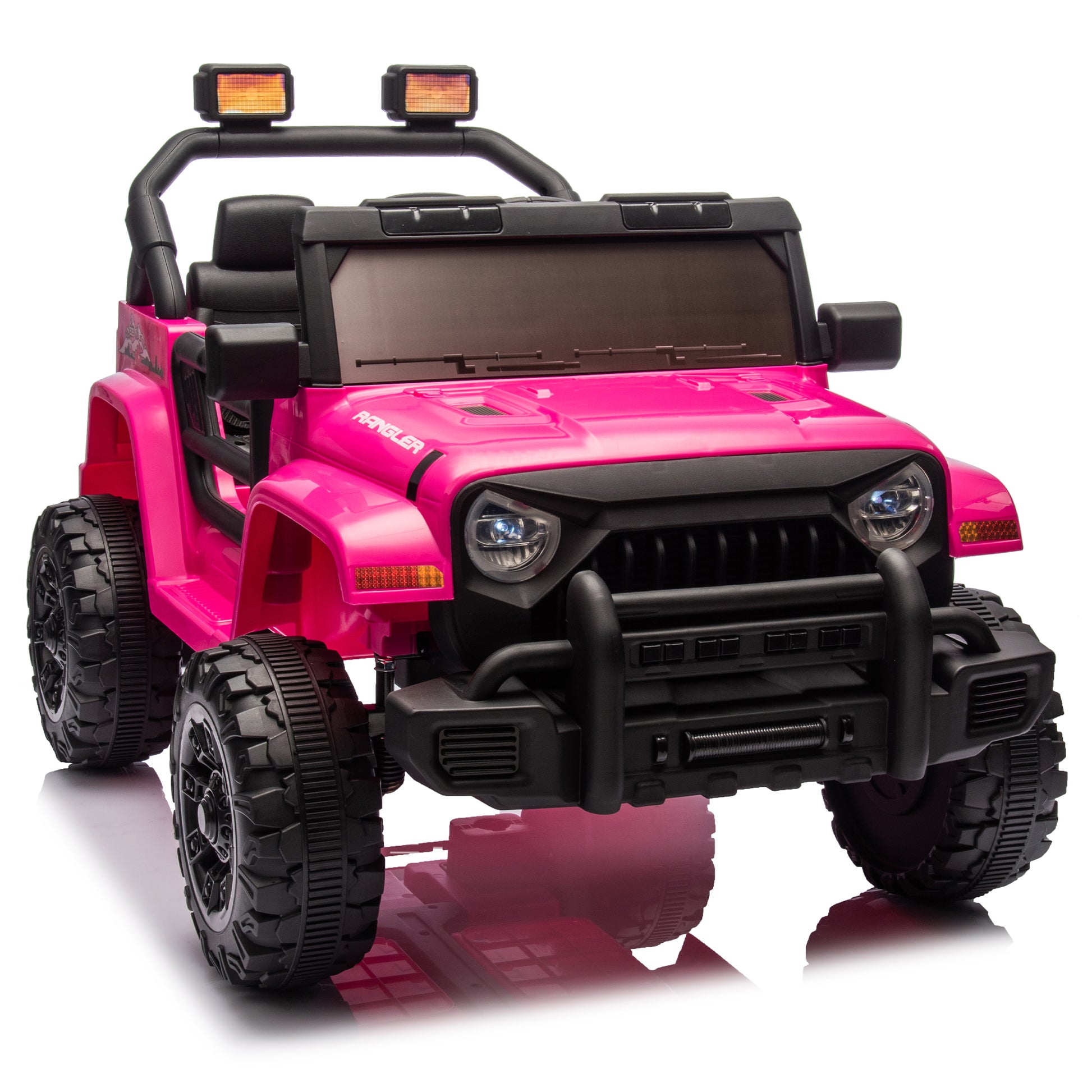 12V Kids Ride On Electric Car W Parents Control,Dual Drive, Four Wheel Suspension,With Music,Bluetooth,Mp3,Usb,With Headlights, Steering Wheel Quick Release,Slow Start For Kids Aged 3 4. Pink 50 99 Lbs Polypropylene