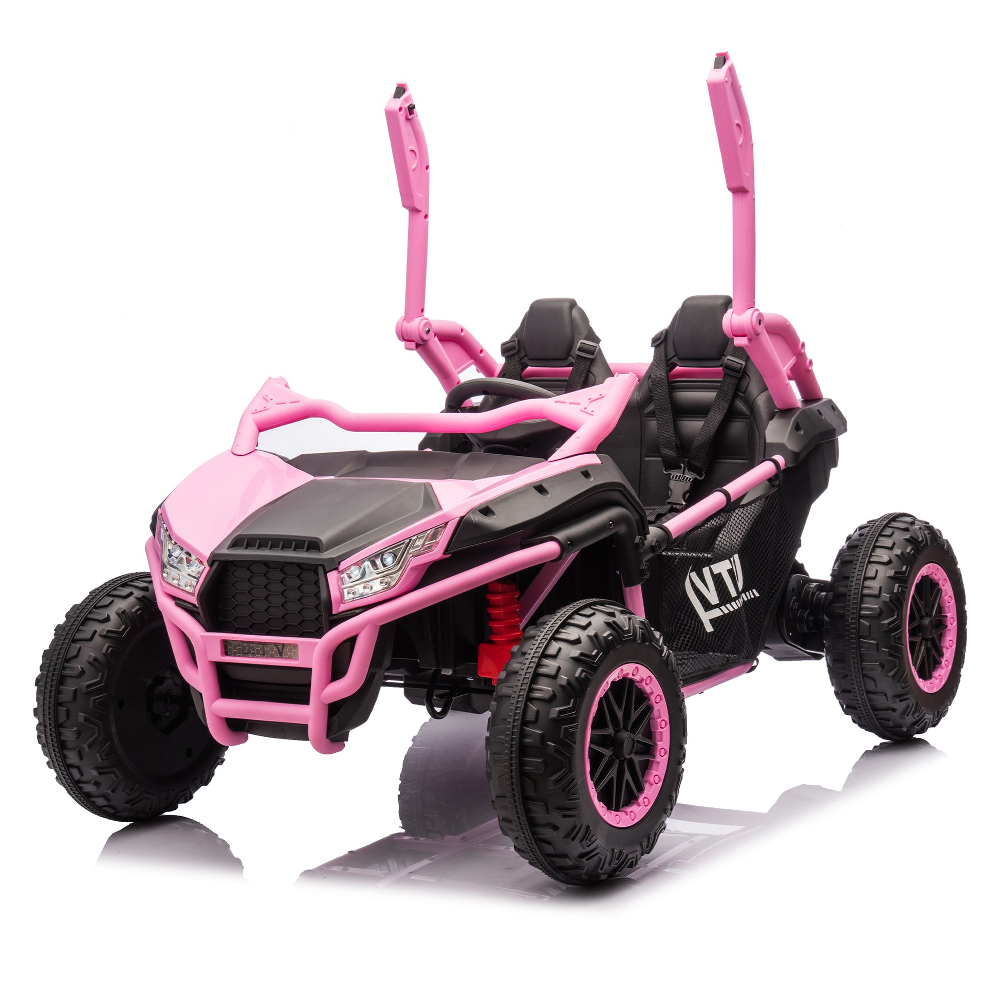 24V Two Seater Kids Ride On Utv W Parents Control,20In Seat Width,400W Super High Power,Four Wheel Suspension,Bluetooth,Mp3,Usb,Led Light,Horn,Rear Storage Space,Speeds 3.73 4.97Mph For Kids Aged 3