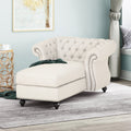 Chaise Lounge Beige Fabric