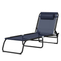 Outsunny Folding Chaise Lounge Pool Chair, Patio Sun Tanning Chair, Outdoor Lounge Chair With 4 Position Reclining Back,Mesh Seat For Beach, Yard, Patio, Dark Blue Blue Steel