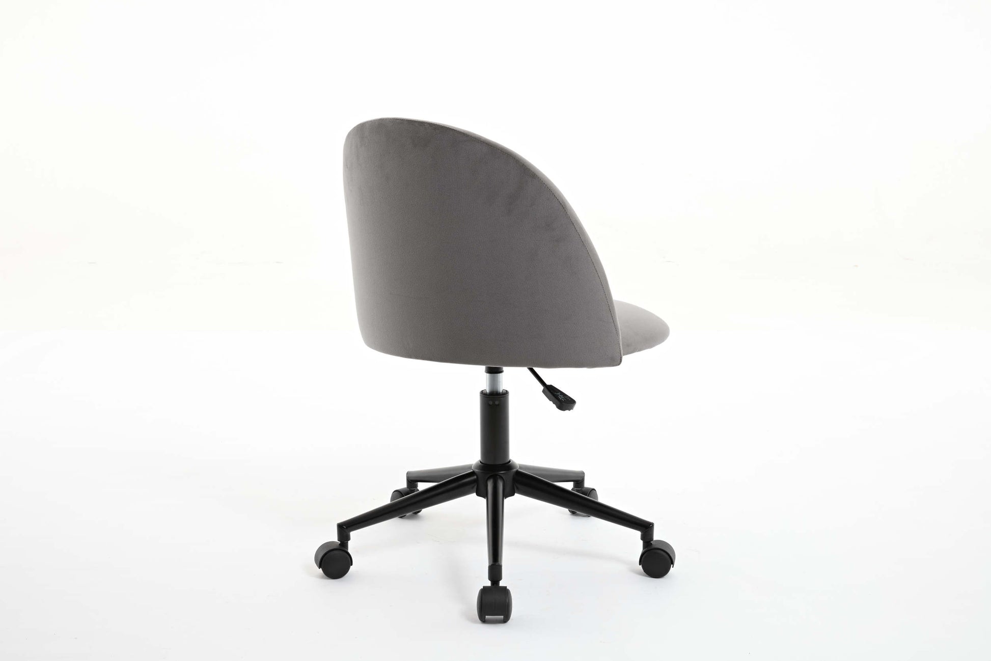 Velvet Fabric Office Chair Desk Chair, Mid Back Adjustable Swivel Computer Chair With Black Legsmodern Upholstered Desk Chair With Wheels Grey Black Foam Polyester Blend