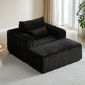 62.5 Inch Corduroy Sponge Sofa Lounge Chair With Removable Footrest,No Assembly Required,Fluffy Modern Sleeper Chair For Indoor Living Room Bedroom Black Foam Corduroy 1 Seat