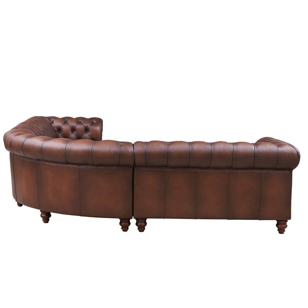 Alton Bay Leather L Shaped Convertible Sectional Brown Genuine Leather Wood Primary Living Space Medium Firm Tufted Back Mid Century Modern L Shaped Eucalyptus Rolled Arms Down Filling Leather 6 Seat