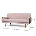 Aidan Mid Century Modern Tufted Fabric Sofa Blush Fabric