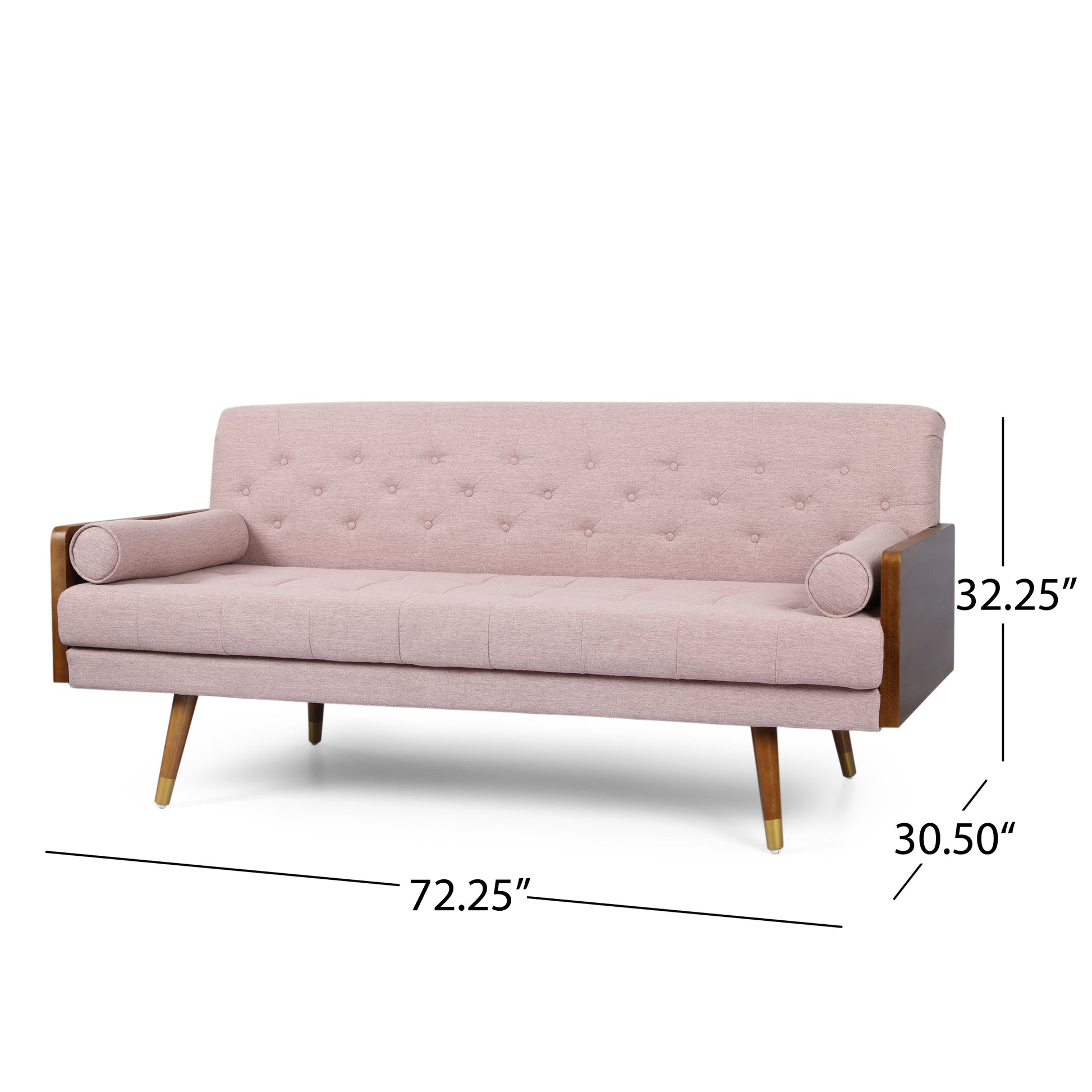 Aidan Mid Century Modern Tufted Fabric Sofa Blush Fabric