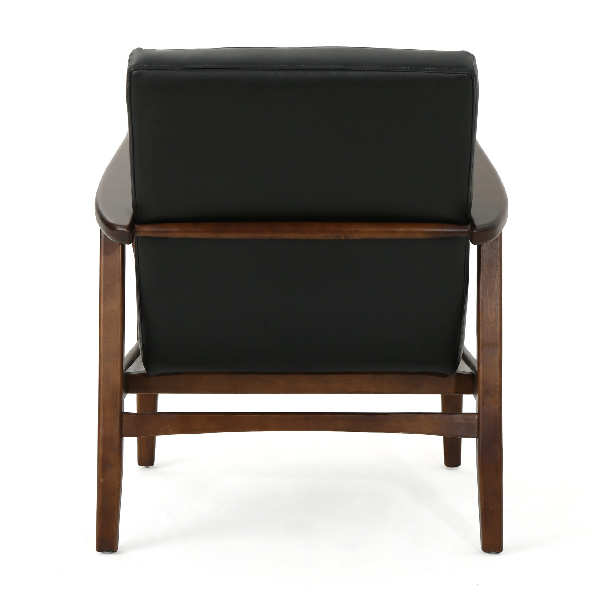 Club Chair, Mid Century Modern Faux Leather Club Chair With Wood Frame Black Pu