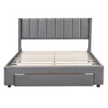 Queen Size Storage Bed Velvet Upholstered Platform Bed With A Big Drawer Gray Old Sku:Wf296854Aae Queen Gray Velvet