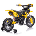 12V Kids Ride On Electric Toy Motorcycle,Rear Suspension,Twist Grip Throttle,Slow Start,Removable Training Wheels,Indie Music Box With Horn And Engine,Simulation Of Dirt Bike Modeling For Kids 3 8. Yellow 50 99 Lbs Polypropylene