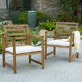 Outdoor Acacia Wood Club Chairs, 2 Pcs Set, Natural Stained White, 25.5