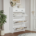 1250 White Color Shoe Cabinet With 3 Doors 2 Drawers,Large Space For Storage White Particle Board Mdf