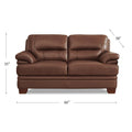 Luxor Leather Loveseat Pecan Memory Foam Genuine Leather