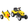 Aosom Kids Ride On Farm Tractor, Manual Pedal Ride On Car With Back Storage Trailer, Shovel & Rake, Horn For Age 3 Years Old, Yellow Yellow Iron Plastic